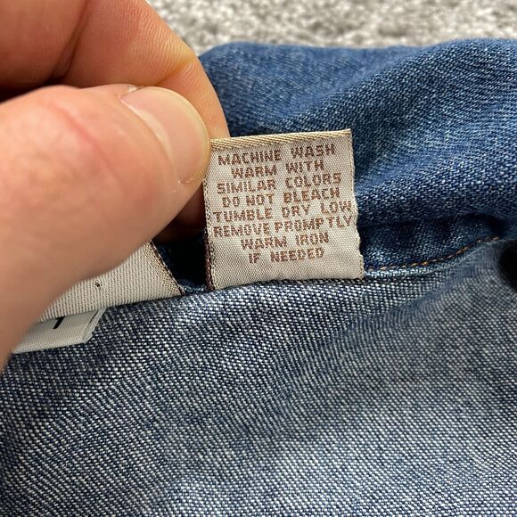 Mountain Lake Denim Jean Jacket Womens Petite Large Button Down Embroidered Boho - Picture 6 of 13